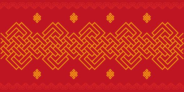 Buryat Mongolian traditional ornament vector illustration. Buddhist swastika