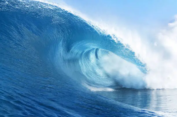 Blue Ocean Wave background close up
