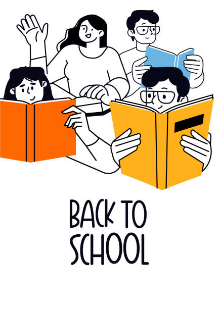 Back to school Vector illustration poster for education, learning, reading book, school, bookstore. International education day, world book day, teachers day. serbia and montenegro stock illustrations