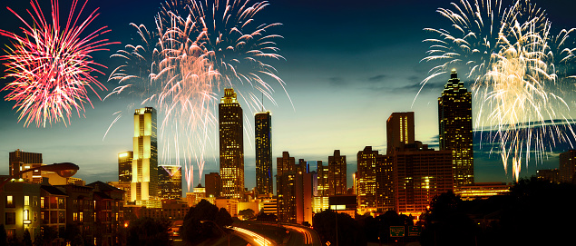 New year fireworks over Atlanta - Georgia, USA.