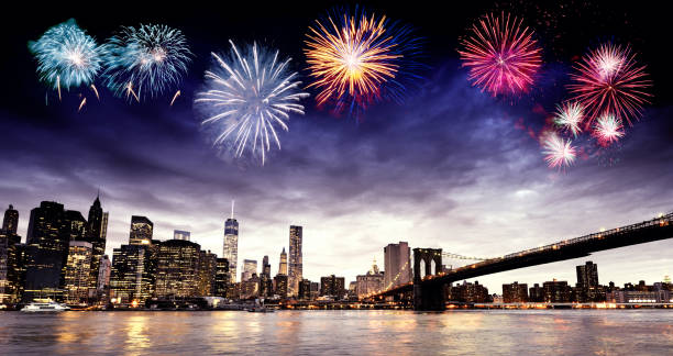 istock New year fireworks over Brooklyn Bridge, NYC. 1423852145