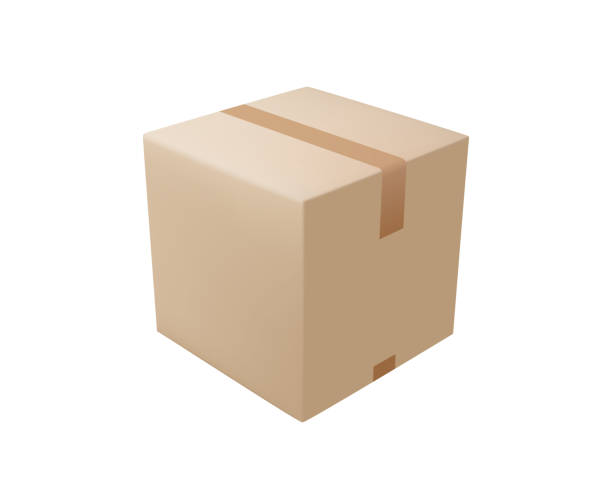 istock Cardboard or carton realistic delivery boxes with scotch tape and labels. 1423852756