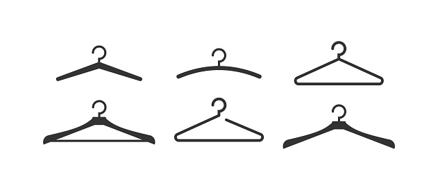 Hanger icon set. Wooden suit  hook illustration symbol. Sign peg vector flat.