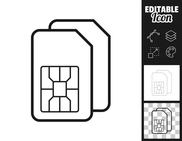 Vector illustration of Dual SIM card. Icon for design. Easily editable