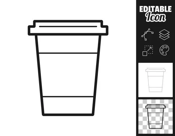 Vector illustration of Disposable cup. Icon for design. Easily editable