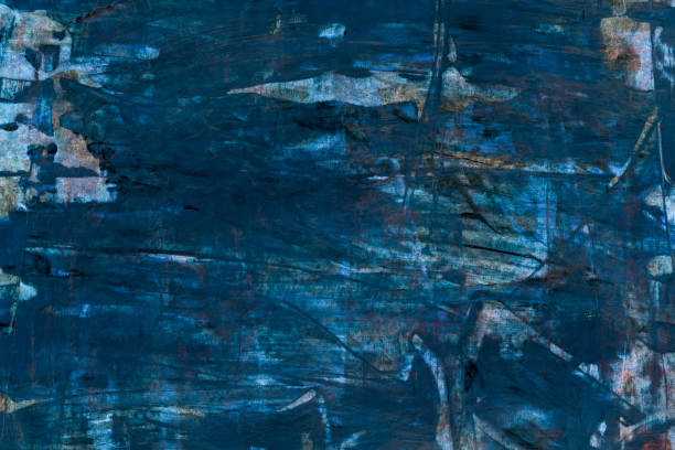 istock Abstract painting with dark blue background 1423860947