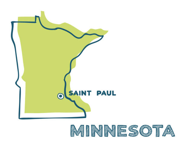 ilustraciones, imágenes clip art, dibujos animados e iconos de stock de mapa vectorial doodle del estado de minnesota en ee.uu. - minnesota