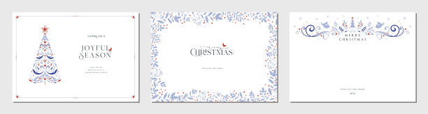 ilustrações de stock, clip art, desenhos animados e ícones de universal horizontal christmas templates 02 - winterberry holly