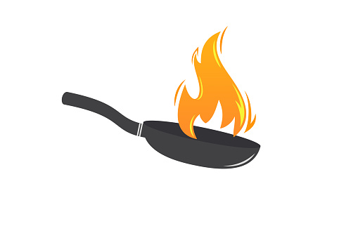 Restaurant logo illustration vector template. isolated cooking pot and fire illustration