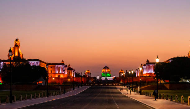 rajapath, new delhi - new delhi india night government imagens e fotografias de stock