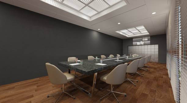istock Empty meeting room in office 3d illustration 1423873883