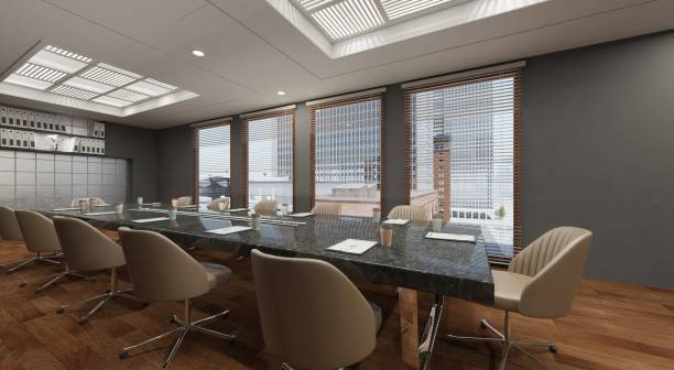 istock Empty meeting room in office 3d illustration 1423873884