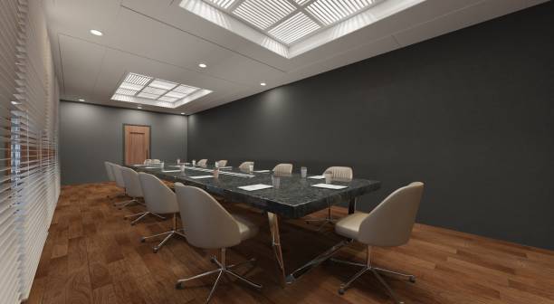 istock Empty meeting room in office 3d illustration 1423873899