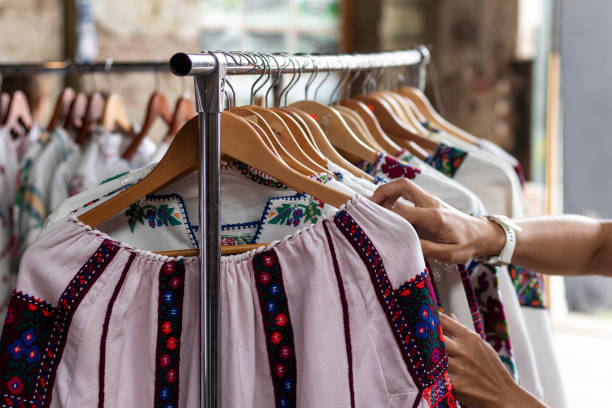 istock Embroidered clothes in traditional Ukrainian style. 1423874047