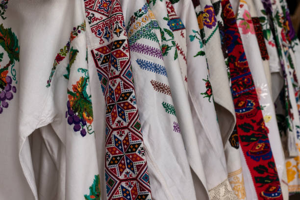 istock Embroidered clothes in traditional Ukrainian style. 1423874345