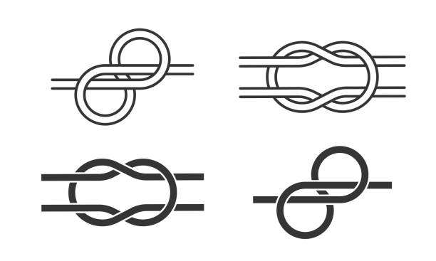 Square Knot line icon set. Celtic Knot Logo Design. Vector illustration Square Knot line icon set. Celtic Knot Logo Design. Vector illustration ropes tied together stock illustrations