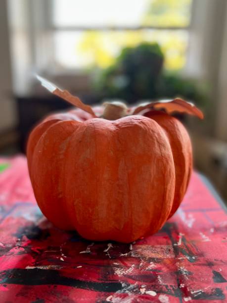 istock Papier Mache Pumpkin Painting in Progress 1423879132