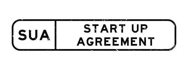 Vector illustration of Grunge black SUA Start up agreement word square rubber seal stamp on white background