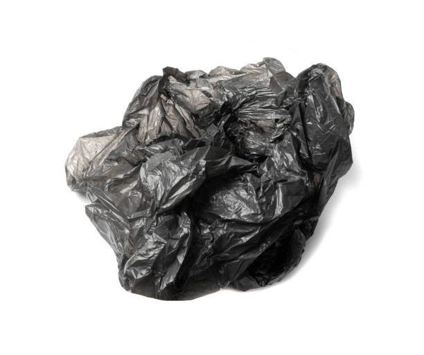 saco de lixo vazio - bag garbage bag plastic black - fotografias e filmes do acervo