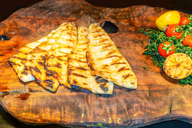 istock delicious fresh grilled fishes on the open buffet 1423890655