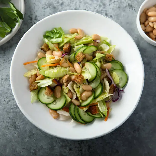 Healthy vegetable salad with white bean