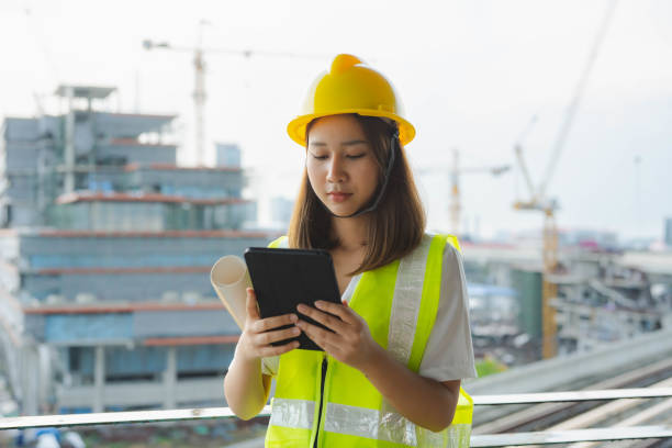istock Construction engineers inspect the details of the construction. 1423898769
