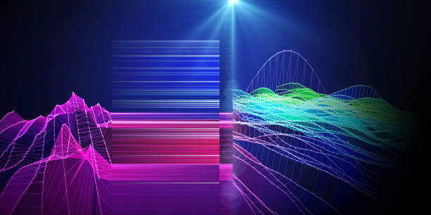 istock Abstract  background polygonal grid with spot on dark. Presentation concept of color algorithms grid. Banner for business, science and technology. Big Data. 1423910068