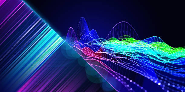 istock Abstract  background polygonal grid with blurred lines on dark. Presentation concept of color algorithms grid. Banner for business, science and technology. Big Data. 1423910617