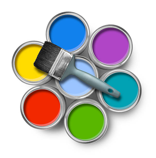 istock Color paint cans with brush 142391609