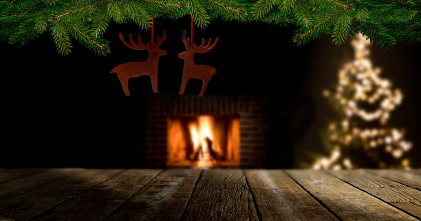 istock Christmas Decoration  in front of fireplace 1423918109