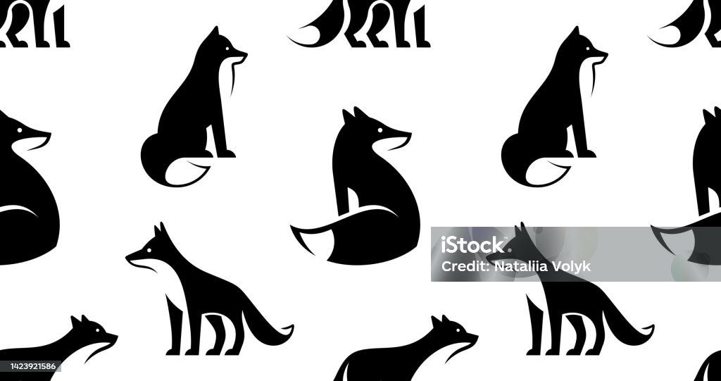 Fox Shape Pattern Seamless Pattern With Fox Stock Illustration - Download Image Now ...
