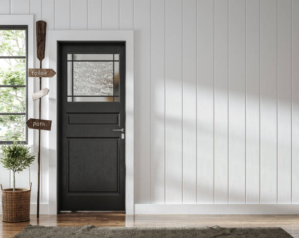 Home mockup, farmhouse hallway interior background