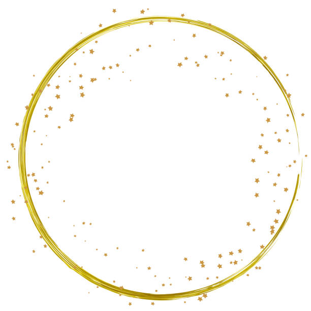 goldener kreisrahmen mit sternen. designelement. feiertag, weihnachten, neujahr postkartendekoration - curve decoration circle frame stock-grafiken, -clipart, -cartoons und -symbole