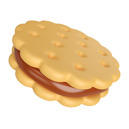 This is Circle Biscuit 3D Render Illustration Icon, high resolution jpg file, isolated on a white background