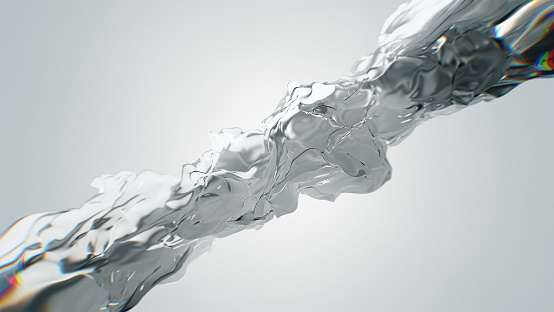 Pure water flow against light grey background. 3D render