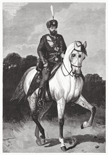 Alexander III (born Alexander Alexandrowitsch Romanow, 1845 - 1894) came from the House of Romanow-Holstein-Gottorp and was Emperor of Russia from 1881 to 1894. During his lifetime he received the title 