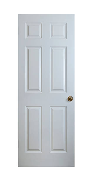 puerta de madera blanco con trazado de recorte - front door doorknob door wood fotografías e imágenes de stock