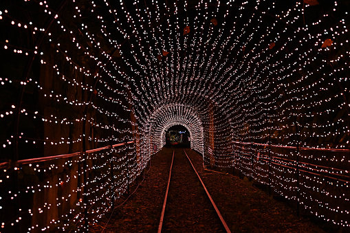 Camera:NIKON Z 6, Photographed in Ruifang Dist., New Taipei City, Taiwan.L ight tube art installation tunnel, sense of perspective