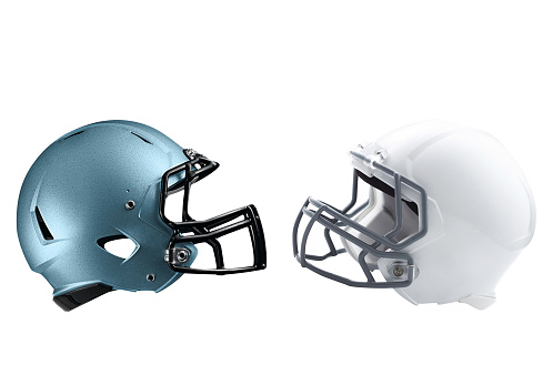 two American football helmets isolated