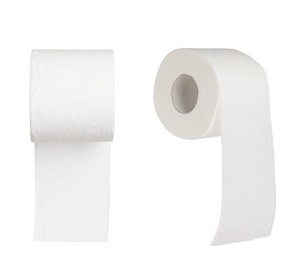 two toilet papers isolated on white background