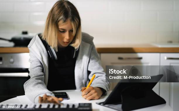 Teenage Girl Writing Composing Music At Home Stock Photo - Download Image Now - Midi-Pyrénées, Teenager, Music