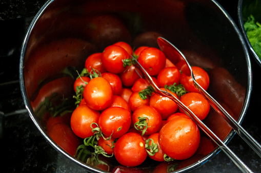 Fresh cherry tomatoes in the dish