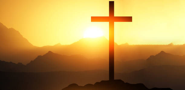 istock Good Friday concept. Cross on sky background. 1423951032