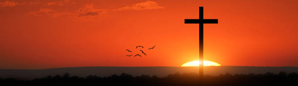istock Good Friday concept. Cross on sky background. 1423951122