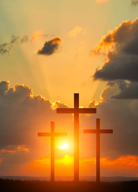 istock Good Friday concept. Cross on sky background. 1423951929