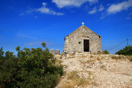 A chapel on top of Mount Hum on the island of Vis in Croatia