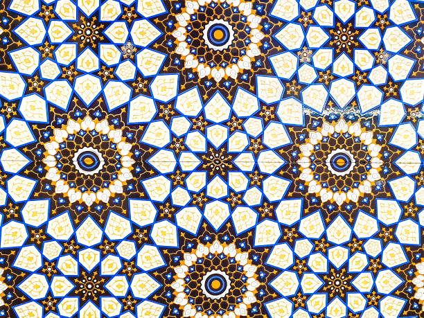 istock traditional Uzbek pattern on ceramic tile on wall of mosque Seamless old floral pattern Abstract background 1423956866