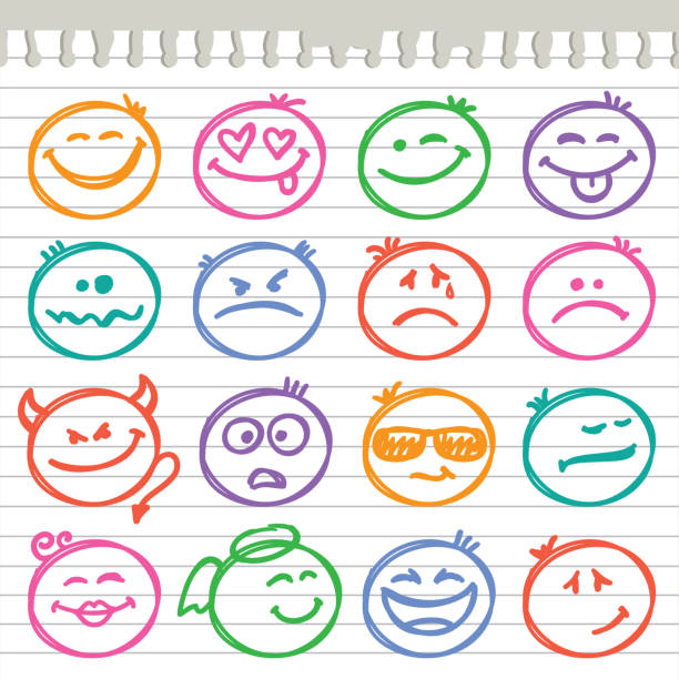 set of smiles vector art illustration