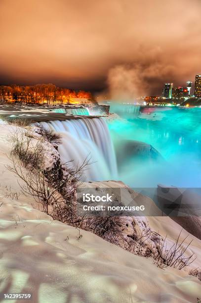 Niagara Fall In A Cold Winter Night Stock Photo - Download Image Now - Niagara Falls, Winter, Canada