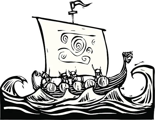 Vector illustration of Viking LongShip